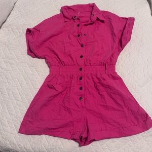 Vibrant Pink Button-Up Romper
